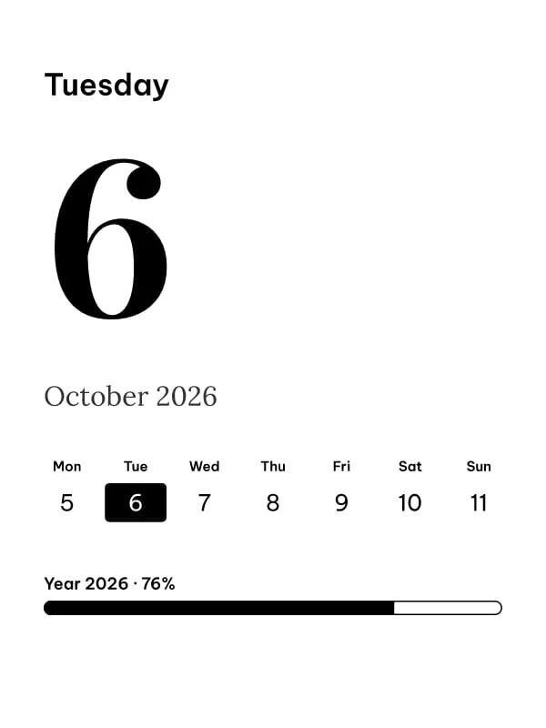 Week at a Glance, hình nền Tối giản cho máy đọc sách e-ink