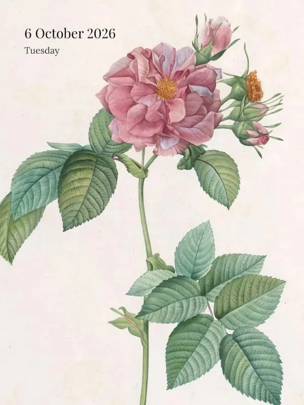 Redouté Rose, hình nền Thiên nhiên cho máy đọc sách e-ink