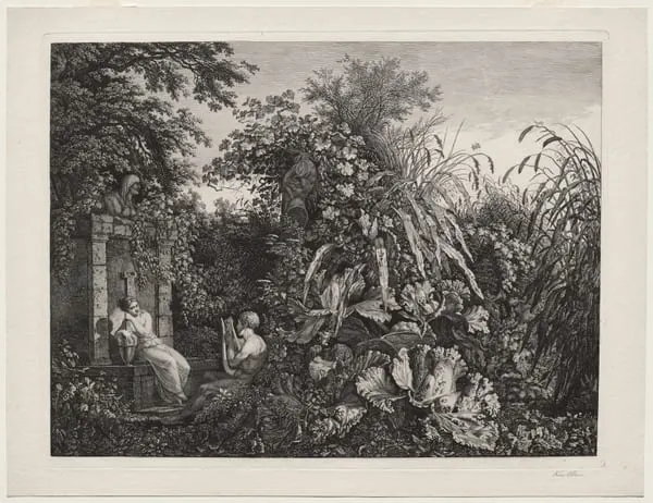 Youth Playing a Lyre to a Maiden by a Fountain